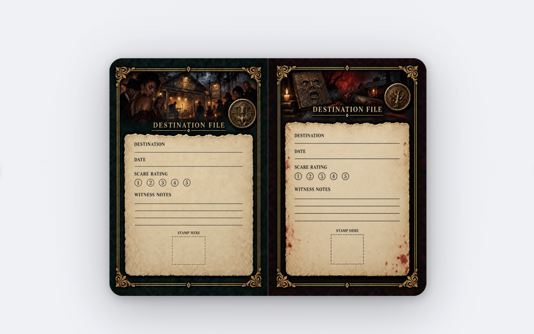 Passport page spread 4 of 6: Sinners | Evil Dead Burn